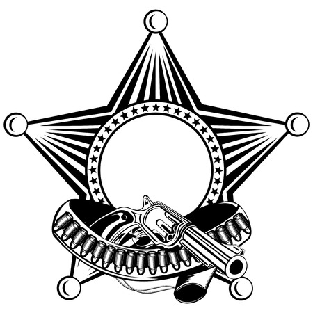 illustration five pointed sheriffs star revolverのイラスト素材