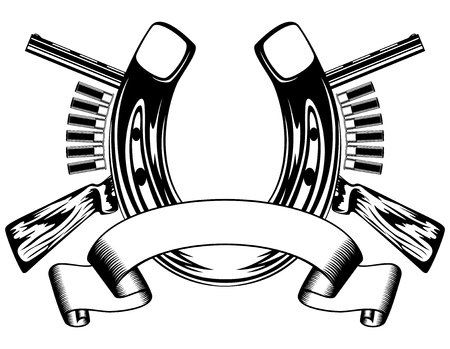 illustration horseshoe and crossed riflesのイラスト素材