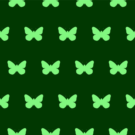 Vector illustration seamless green background with abstract butterfly for print on textile or paperのイラスト素材