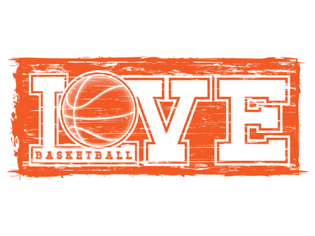 Vector illustration inscription love basketball on grunge background with basketball ball.のイラスト素材