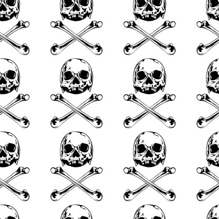 Abstract vector illustration skull seamless background for print on fabric or t-shirt.のイラスト素材