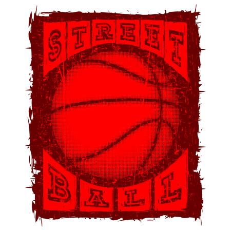 Vector illustration inscription streetball with basketball ball for t-shirt designのイラスト素材