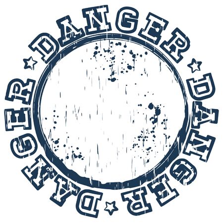 Vector illustration blue dirty stamp with inscription in circle danger and starsのイラスト素材