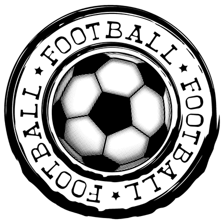 Abstract vector illustration black and white stamp with football ball and inscription football.のイラスト素材