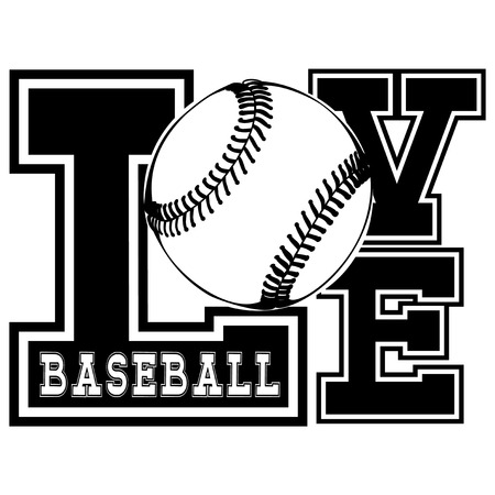Vector black and white inscription love baseball. Design for tattoo or print t-shirt.のイラスト素材