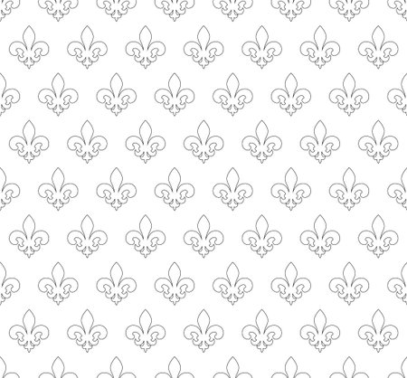 Illustration black and white seamless background with lily (fleur de lis) for print fabric or  posterのイラスト素材