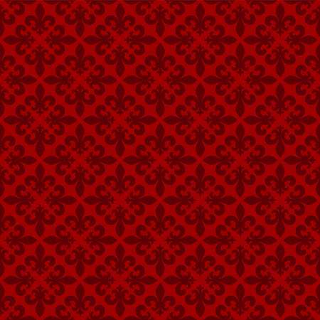 A Vector illustration red seamless background with lily (fleur de lys) for print fabric or poster.のイラスト素材