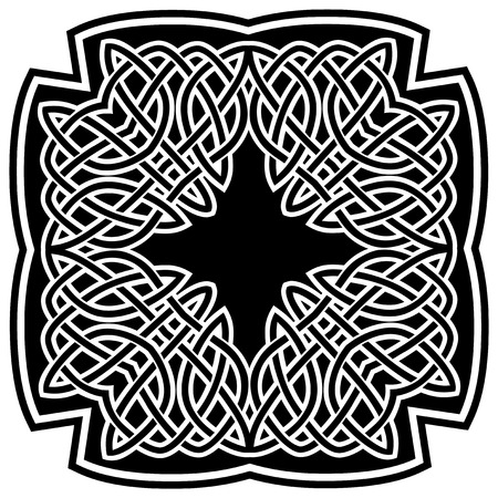 Abstract vector black and white illustration celtic cross. Decorative vintage element with pattern. Design for tattoo or logo.のイラスト素材