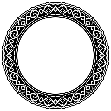 Abstract vector black and white illustration round beautiful tracery frame. Decorative vintage ethnic mandala pattern. Design element for tattoo or logo.のイラスト素材