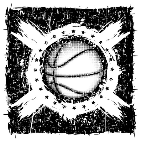 Vector illustration basketball ball with stars on grunge background for t-shirt designのイラスト素材