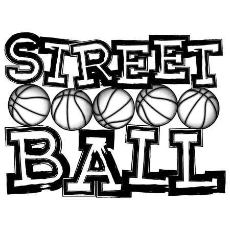 Vector illustration inscription streetball with basketball ball for t-shirt designのイラスト素材