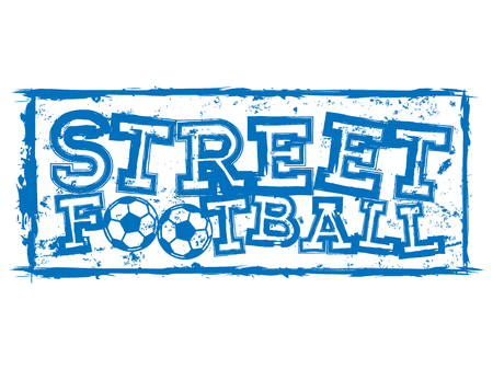 Abstract vector illustration blue inscription street football with football ball. Design for print on fabric or t-shirt.のイラスト素材