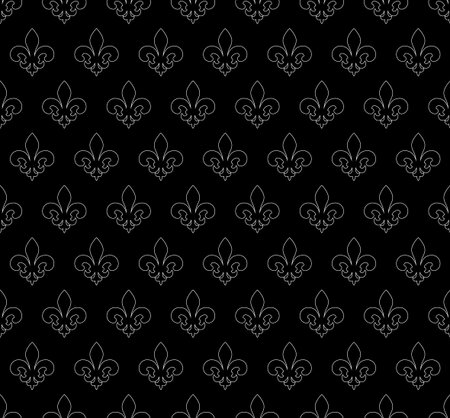 Vector illustration black and white seamless background with lily for print fabric or posterのイラスト素材