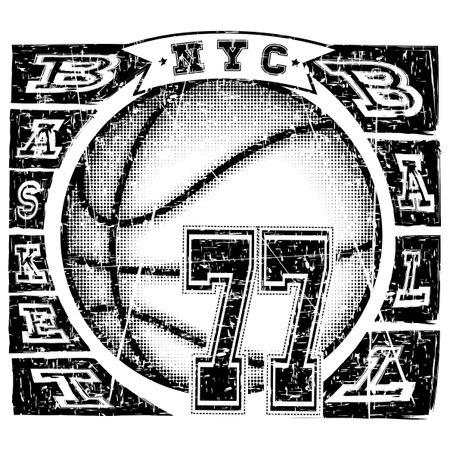 Vector illustration basketball ball and inscription basketball for t-shirt designのイラスト素材