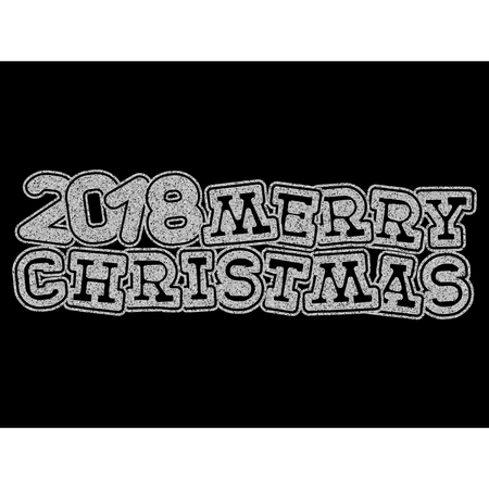 Illustration silver glitter inscription 2018 Merry Christmas on black background for design card or poster.のイラスト素材