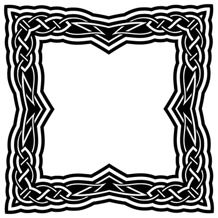 Abstract vector black and white illustration beautiful tracery frame. Decorative vintage tribal cross with patterns. Design element for tattoo.のイラスト素材