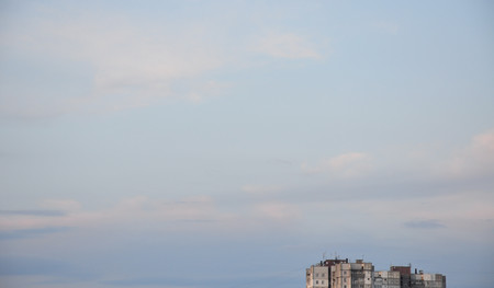 roofs of houses in the clear skyの写真素材