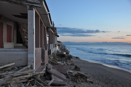 Beach at sunrise in the Mediterranean Sea in southern Spainの写真素材