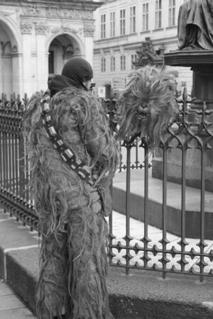 busking man in city centerの写真素材