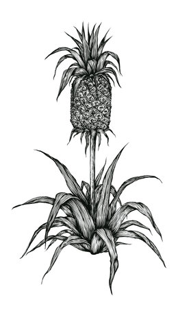 Pineapple, vintage line drawing or engraving illustration.の写真素材
