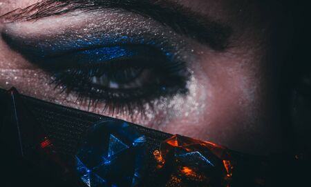 eyes of an oriental woman in a burqa, close-upの写真素材
