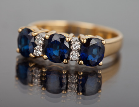 Jewellery diamond ring on a gray background.の写真素材