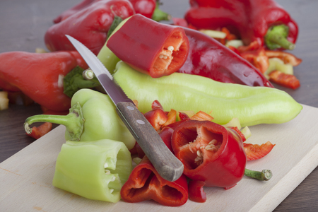 Colored Peppers mixed  chopped upの写真素材