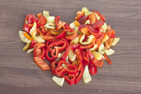 Colored Peppers mixed  chopped upの写真素材