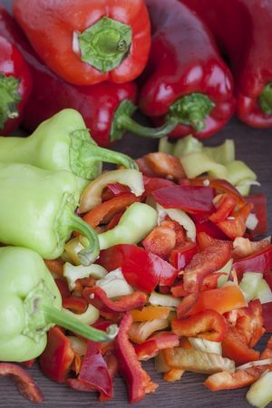 Colored Peppers mixed  chopped upの写真素材