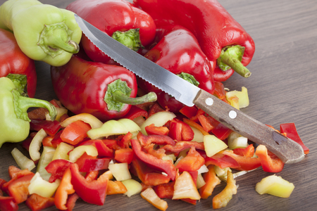 Colored Peppers mixed  chopped upの写真素材