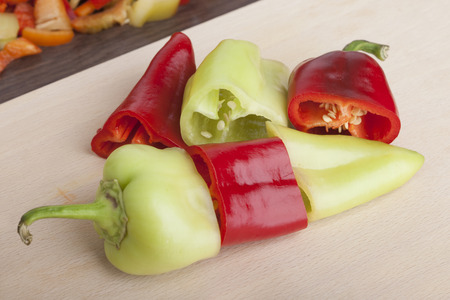 Colored Peppers mixed  chopped upの写真素材