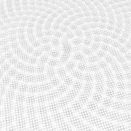 Whites abstract waves with chess pattern. White background in modern style. 3D illustration.の写真素材
