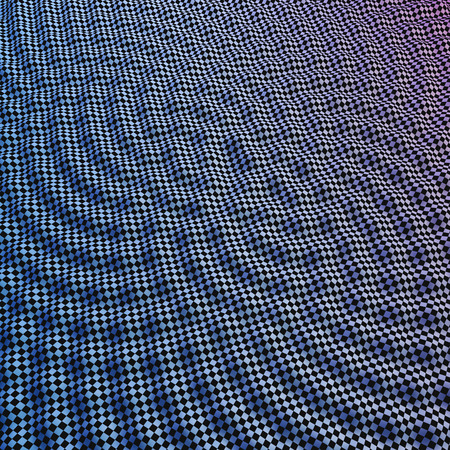 Abstract waves with chess pattern. Beautiful background in modern style. 3D illustration.の写真素材