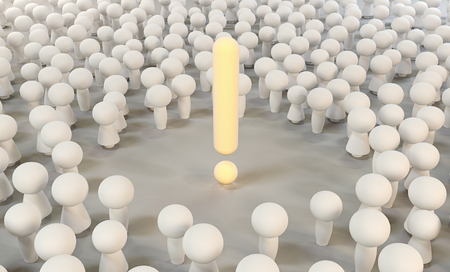 Concept of the emergence of ideas in the community. Questions arising in the team. 3D illustration.の写真素材