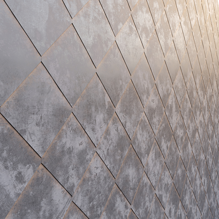 Metal tile with a rhombus. The texture of shabby metal. 3D illustration.の写真素材