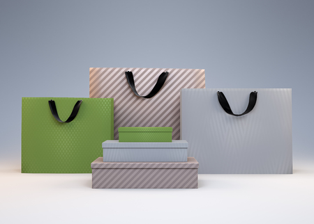 Shopping bags. 3D illustrationの写真素材
