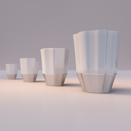 Vases in modern style. Vases from ceramics and silver. 3D illustration.の写真素材