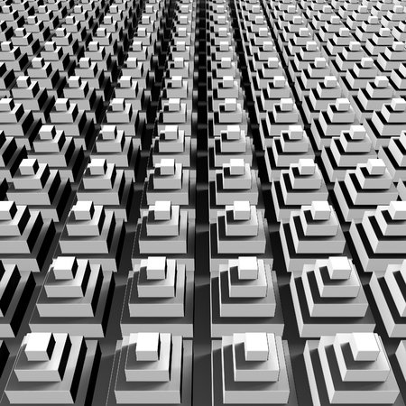 Abstract background of the pyramids. The surface consists of white pyramids. 3D illustration.の写真素材