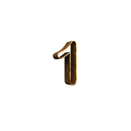 Isolated figure is one of gold material. 3D illustration.