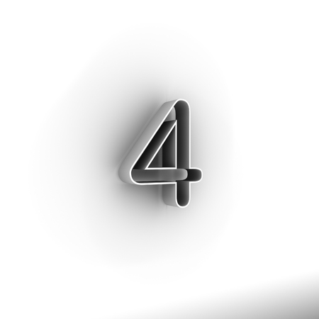 Design numbers four on a white background. 3D illustration.の写真素材