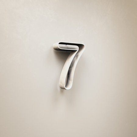 Design numbers seven on a white background. 3D illustration.