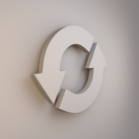 Gray recycle symbol on blue background. 3D illustration.の写真素材