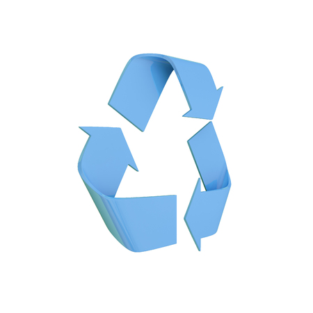 Isolated blue recycle symbol. 3D illustration.の写真素材