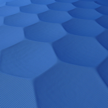 Blue abstract waves with gold dots. Blue background in modern style.