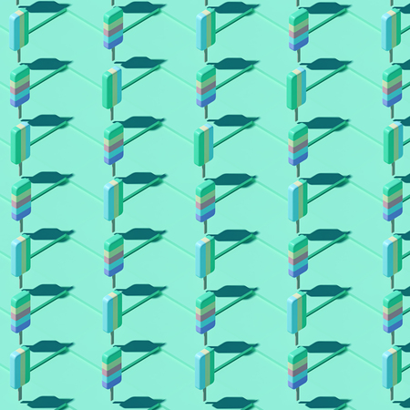 Green and pink ice cream pattern. Isometric ice cream concept. 3d illustrationの写真素材