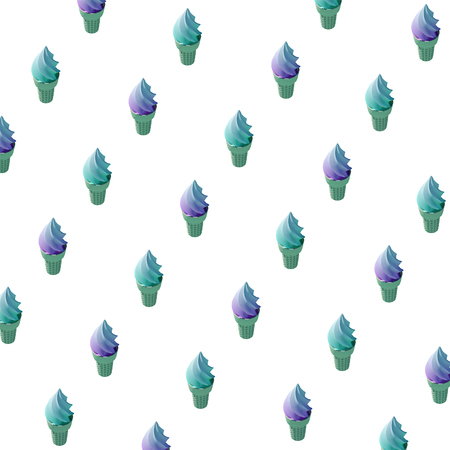 Isolated green and pink ice cream pattern. Isometric ice cream concept. 3d illustrationの写真素材