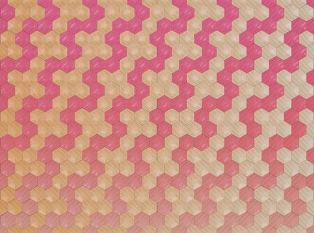 Fragment multicolored ceramic tiles for wall and floor decoration. Texture for use in graphic and architectural project. Pattern of ceramic tiles of hexagon shape for background. 3D illustration.の写真素材
