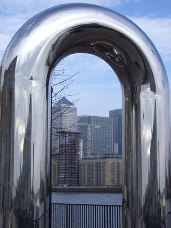 Canary Wharf from Deptford Strandの写真素材