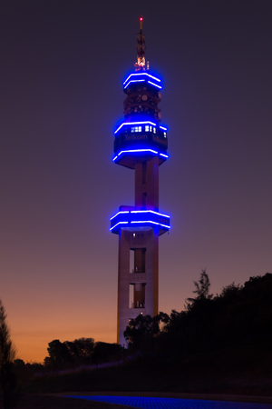 Pretoria (Tshwane), South Africa - April 3rd, 2016. Telkom (Lukasrand) telecommunications landmark tower after sunset.のeditorial素材