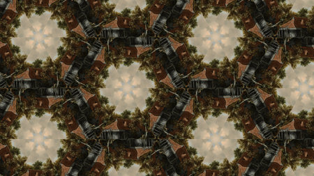 Abstract Hex Kaleidoscopic Fractal Design For Background. Decorative Graphic Illustration with...
